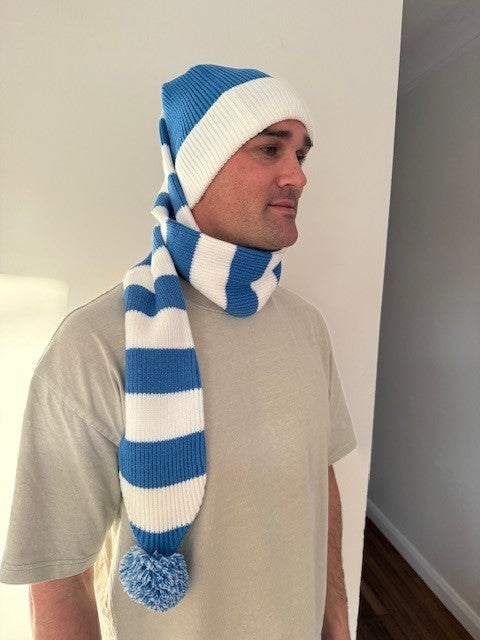 Cozy Blue and White Striped Bandit - Winter Ready