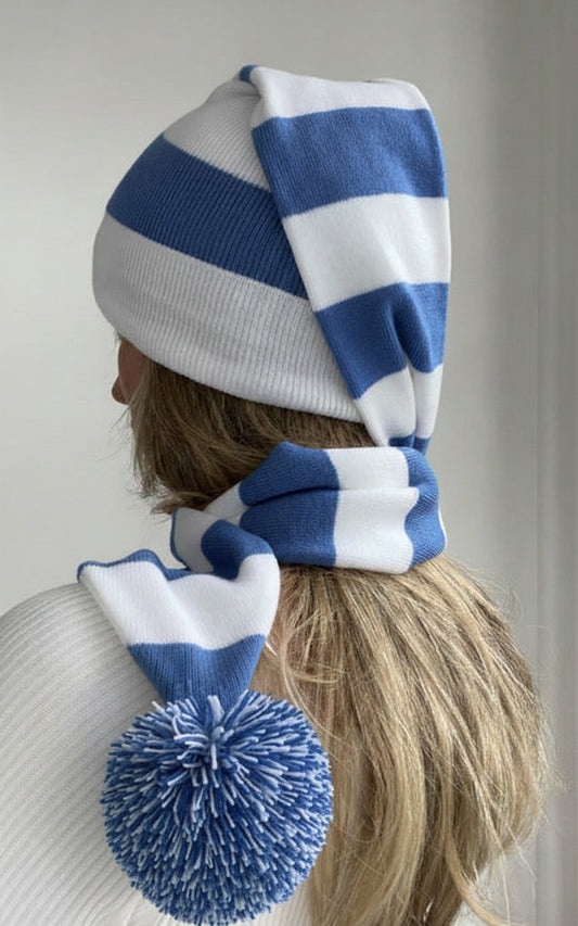 Cozy Blue and White Striped Bandit - Winter Ready
