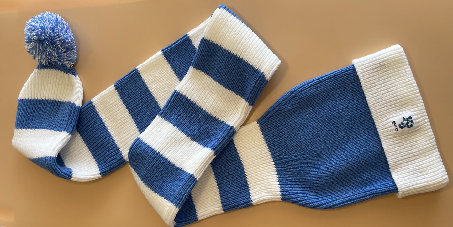 Cozy Blue and White Striped Bandit - Game and Winter Ready