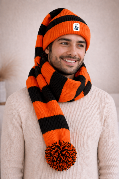 Cozy Orange and Black Striped Bandit – Winter Ready