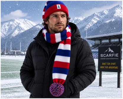 Cozy Blue, Red and White Striped Bandit – Game and Winter Ready