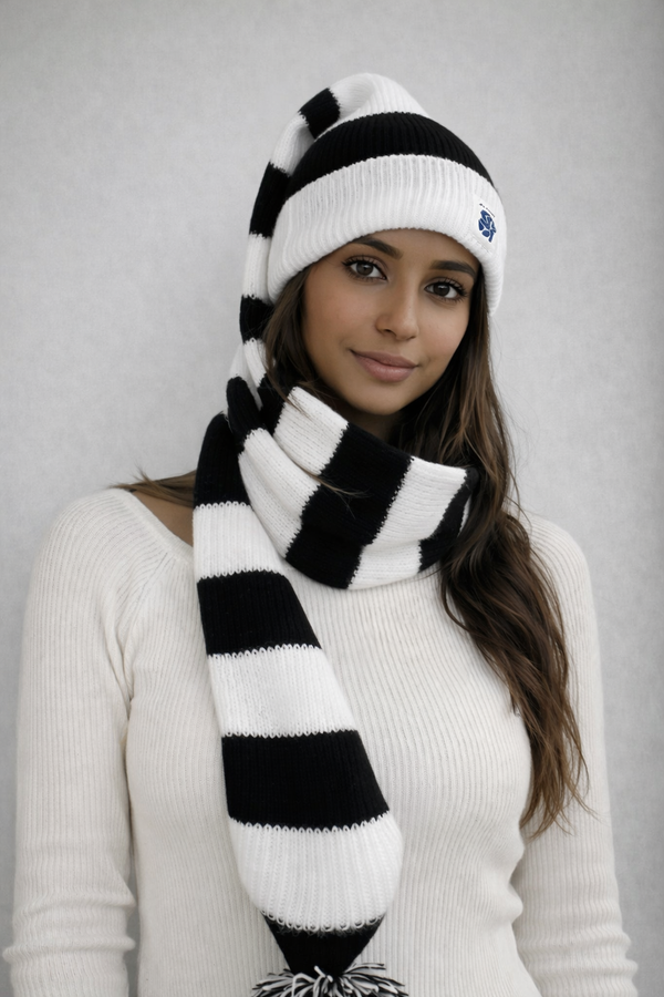 Cozy Black and White Striped Bandit - Winter Ready
