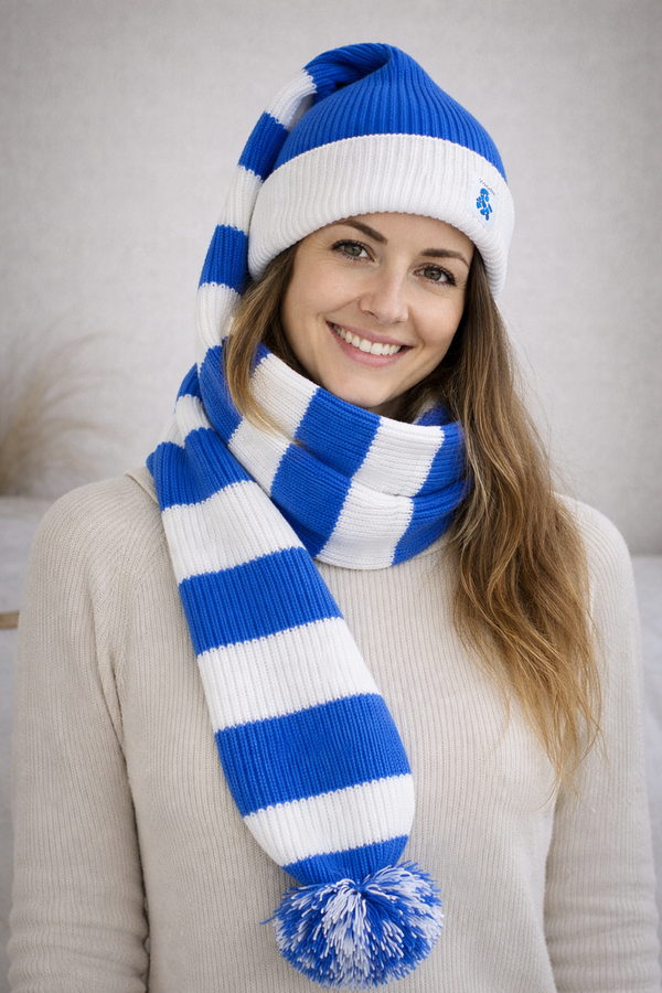 Cozy Blue and White Striped Bandit - Winter Ready