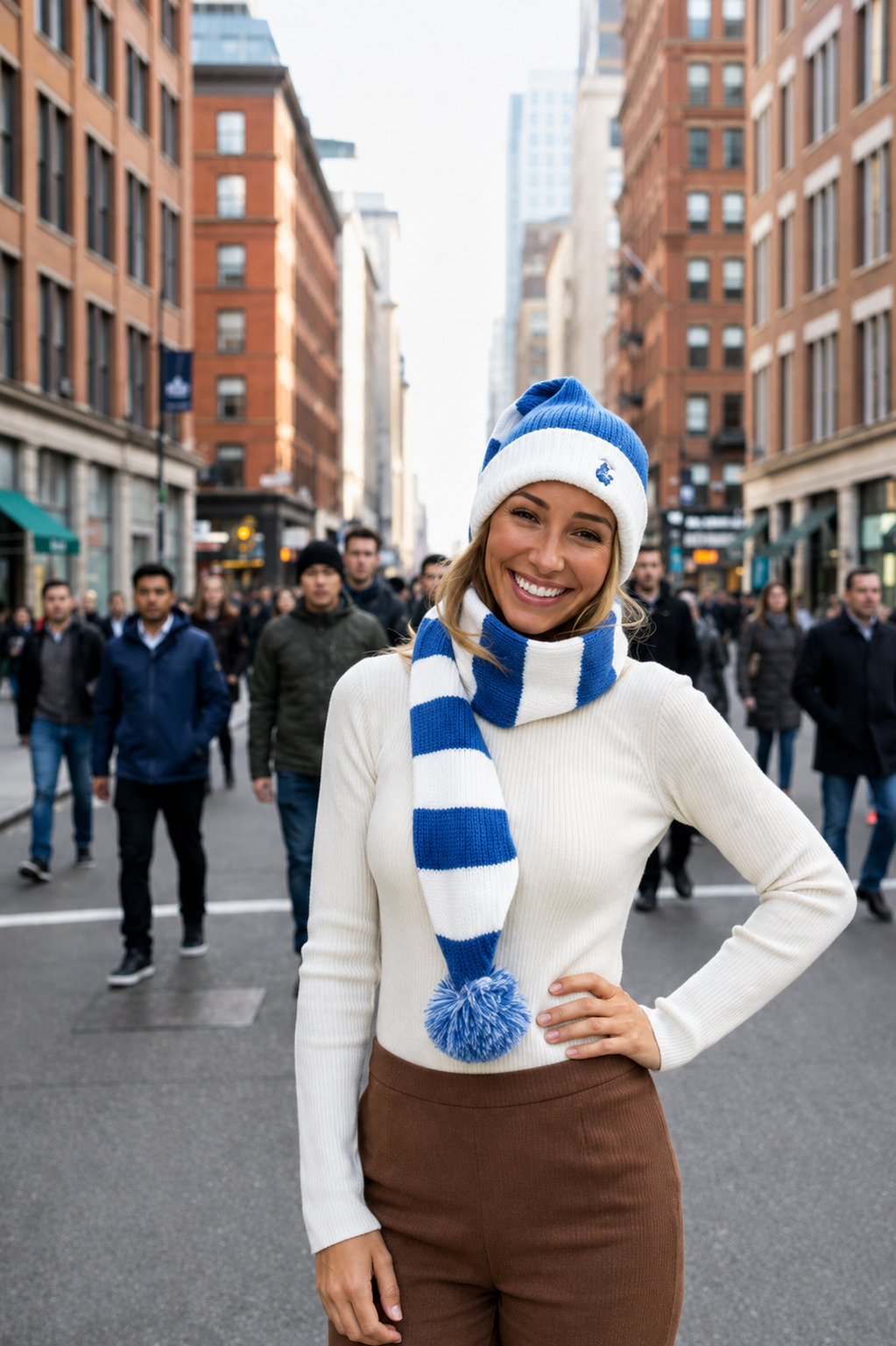 Cozy Blue and White Striped Bandit - Game and Winter Ready