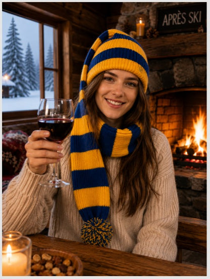 Cozy Blue and Yellow Striped Bandit – Game and Winter Ready