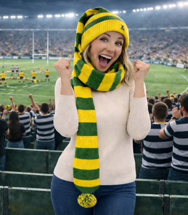 Cozy Green and Gold Striped Bandit – World Cup Ready!