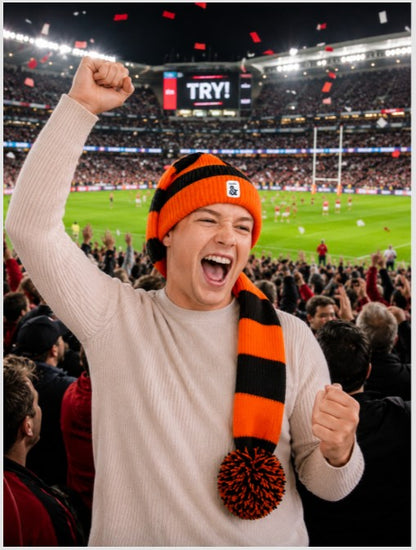 Cozy Orange and Black Striped Bandit – Game and Snow Ready