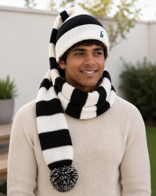 Cozy Black and White Striped Bandit - Game and Winter Ready