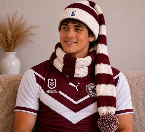 Cozy Maroon and White Striped Bandit – Game and Winter Ready