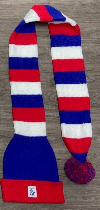 Cozy Blue, Red and White Striped Bandit – Game and Winter Ready