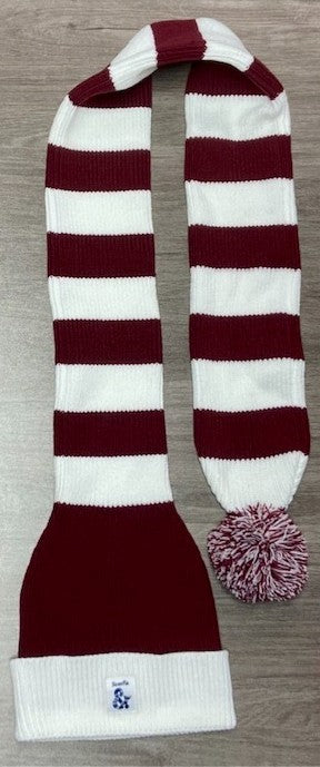 Cozy Maroon and White Striped Bandit – Winter Ready