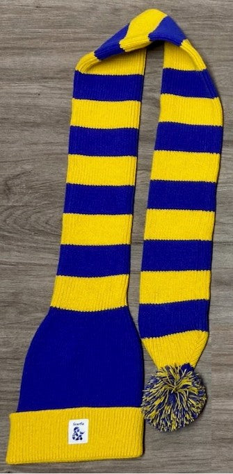 Cozy Blue and Yellow Striped Bandit – Game and Winter Ready