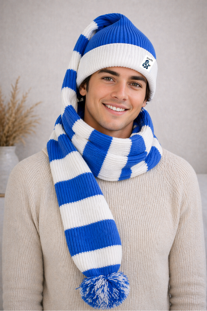 Cozy Blue and White Striped Bandit - Winter Ready