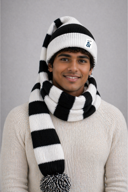 Cozy Black and White Striped Bandit - Winter Ready