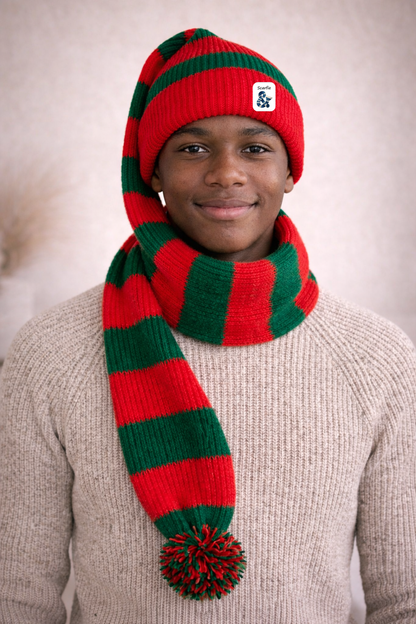 Cozy Red and Green Striped Bandit – Winter Ready